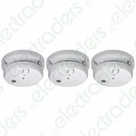 3 X Deta 1163 Mains Powered Hard Wired Optical Smoke Alarms 9v Battery Back-up