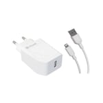 MUVIT FOR CHANGE Pack Chargeur Secteur 12W + Câble MFi - 1.2 m - Blanc - UK