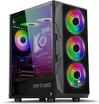 Boitier Pc Gamer Rgb,6 Ventilateurs 120 Mm Argb Inclus,Compatible Matx,Moyen Tour Gaming Vide Avec Paroi Latérale En Verre Trempé,Optimisé Pour Le Refroidissement-Rogue 7