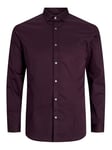 JACK & JONES Men's Jjprparma Shirt L/S Noos Long Sleeve, Winetasting/fit: Super Slim, L