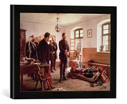 'Encadré Image de Anton Alexandre de Werner "Crown Prince Frederick by the cadavre of General Douay at the Battle of de Wissembourg Impression d'art dans le cadre de haute qualité Photos fait main, 1870,, 40 x 30 cm, noir mat