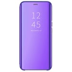 Alamo Mirror Folio Case for Oppo Find X3 Lite, Premium Smart View Cover with Clear Time Window - Purple Blue