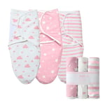 Imperial Rooms Pink Swaddle Blanket 0-3 Months 100% Soft Organic Cotton Swaddles for Newborn – Pack of 3 Baby Swaddle Blanket for Boy and Girl Baby Wrap