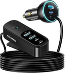 105w Chargeur De Voiture Usb C, 6 Port 12v 24v Type C Pd3.0 Qc3.0 Chargeur Voiture Charge Rapide Avec 1.5m Câble, Adaptateur Pour Iphone 15/14/13, Samsung S23, Pixel[X35]