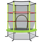 COSTWAY Trampoline Extérieur Enfants Ø165 CM avec Filet de Sécurité, Trampoline Enfants avec Cadre en Acier & 6 Poteaux Recouvert de Mousse, Charge Max 135kg pour Garçon et Fille