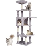 VEVOR Arbre à chat 154 cm tour à chat d'intérieur avec griffoir sisal gris clair