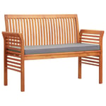 Banc De Jardin Meuble De Patio D'extérieur Terrasse 2 Places Avec Coussin 120 X 60 X 90 Cm Bois D'acacia Massif Helloshop26 02_0011286