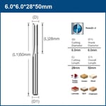 6x28x50 1pc XCAN  fraises CNC en carbure à 2 cannelures, tige de 4mm/6mm, extrémité droite, mèche de gravure, fraise à fente droite pour le bois, 1 pièce ""Nipseyteko