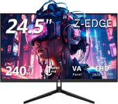 Ecran Pc 24,5'', 240 Hz, 1ms, FreeSync, FHD(1920x1080), Moniteur Gaming Lunette Ultra Fine, 5000:1, Inclinaison Réglable, 2*HDMI2.0 & DP1.4, VA, RGB Lumière, VESA 100 * 100mm (Câble DP Inclus)