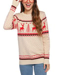 Wayleb Pull Noël Famille Pull Hiver Noël Femme Chaud Col Rond Famille Pull Noël Tricoté Femme Élastique Couples Pulls Pull Hommes Femmes Enfants Doux Confortable