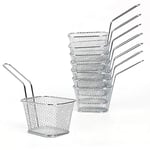 FreeTec 8pcs Mini Chip Baskets for Serving, Stainless Steel French Fry Chef Chrome Fryer Basket Set with Handle, for Chips, Fries, Chicken Wings, Onion Rings