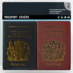 Travel 360 Essentials UK Passport Covers 2 Piece Red Black Durable PU leather