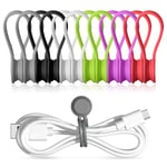 Cozevdnt 12 Pcs Magnetic Cable Ties, Reusable Cable Clips Cord Organizer Multipurpose Silicone Magnet Twist Ties, Magnetic Cord Ties USB Cable Manager for Office, School, Home, 6 Colors