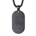 FaithHeart Collier Signe Astrologique Capricorne Chaîne Pendentif Plaque Militaire Homme Noir Acier Inoxydable Plaque Militaire Médaille Zodiaque