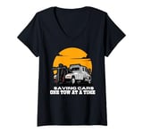 Womens USA Tow Truck Driver, Truck Driver Yellow Line, Tow Truck V-Neck T-Shirt