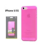 HOUSSE ETUI COQUE SILICONE ★★ SKIN MOXIE ★★ IPHONE 5 5S ★ ROSE PINK TRANSPARENT