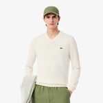 Lacoste Pull coton uni col V Taille 5XL Blanc