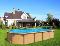 trigano jardin - piscine métal hors sol aspect bois de 6,40 x 3,95 x 1,32 m - pi9525