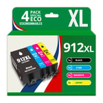 123CONSOMMABLES - 912XL - Pack de 4 Cartouches d'encre compatibles HP 912XL pour HP OfficeJet Pro 8022 8023 8024 8025 8030 et HP Officejet 8010 8012 8015