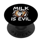 Fun Lactose Intolerant Vintage Milk Dairy Is Evil PopSockets Adhesive PopGrip