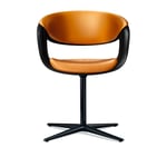 Walter Knoll - Lox Swivel Chair 1354, Polished, Matt Black Shell, Leather Cat. 50 Rodeo-Soft 1415 Off White, 4-star Base, Teflon Glides - Ruokapöydän tuolit - Pearson Lloyd - Valkoinen - Nahka/Metalli/Muovi