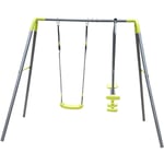 Maxxtoys - Balançoire 2 agrès 245x136x180 cm - Portique avec 1 balançoire et 1 Face à Face - Swing Set - Vert/Gris