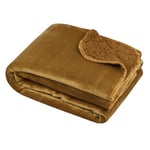 STOF - Plaid - Taille 180x220 cm - 100% Polyester - Couleur Camel - Modèle Michigan - Couverture - Doux Chaud Confortable, uni