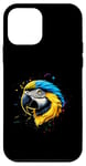 Coque pour iPhone 12 mini Bleu Jaune Macaw Face T-Shirt Aquarelle Macaw