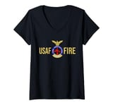 Womens US AIR FORCE USAF FIRE PROTECTION RESCUE HAZMAT V-Neck T-Shirt