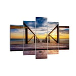 Impression sur Toile 150x100cm Tableaux Plage oc�an sable pont en bois