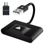 Android Auto sans Fil Adaptateur, Wireless USB Dongle, Auto-Connect, Plug and Play pour Une Configuration Facile, Noir