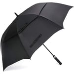 UK (Black)Vented Umbrella Fiber Waterproof Windproof 8 Reinforced Tips Automatic