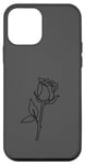 Coque pour iPhone 12 mini Rose noire abstraite dessin minimaliste Line Art