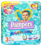 Pampers Baby-Dry 3 4-9 Kg. 20 Pièces Couches Made IN Italy