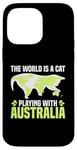 Coque pour iPhone 14 Pro Max Le monde est un chat qui joue avec l'Australie World Map Traveler