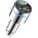 Transmetteur FM Bluetooth - Bluetooth 5.3 - Tout Métal - Chargeur Rapide de Voiture PD 30W Type C + QC3.0 - Avec Suppression du Bruit pour Appels