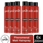 Schwarzkopf got2b Mens Matt Hairspray with high Hold, ​6 Pack of 200ml