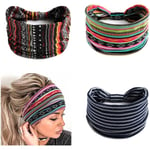 3-pack bredrandiga pannband Svart yogahuvudscarf knutna turban hårband Vintage eleganta pannband för kvinnor och flickor