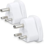 2X Prise Adaptateur Voyage - Type D - Adaptateur Compact - Compatible Prise Inde Sri Lanka Népal - Design Blanc