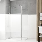 Pack Paroi de Douche et Volet Pivotant 100+40x200 cm - Bande Dépolie - Barre de Fixation Chrome