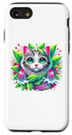 iPhone SE (2020) / 7 / 8 Beloved Cat with Green Leaves Cat Lovers Pink Waterfalls Case