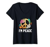 Womens I come in peace im peace couples V-Neck T-Shirt