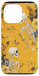 Coque pour iPhone 13 Pro Jaune Bohème Floral Squelettes Dancing Night Sky Cool Goth