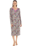 Floral Print Spandex Knee Length Long Sleeve Nightdress