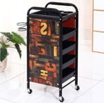 Retro Hairdressing Trolley Hairdresser Barber Beauty Storage Hair Spa Roller Cart 4/5 drawer trays,38x30x81cm,black2