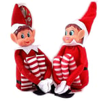 SET OF 2 ELVES BEHAVING BADLY XMAS SHELF ELF NAUGHTY LITTLE BOY GIRL CHRISTMAS