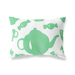 BonaMaison Vert Pétrole-Blanc Housse de Coussin Motif, Taie d'oreiller pour Lit Voiture Canapé Maison Salon Chambre, Décoration D'intérieur, 35x50 Cm - Conçu et Fabriqué en Turquie