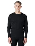 LAPASA Maillot de Corps Thermique Homme Laine Mérinos 100% Naturelle Manches Longues Base Layer de Sport Haut M67 Noir Chiné (Très Chaud) XL