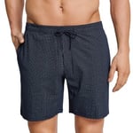 Schiesser Mix and Relax Jersey Long Boxer 3XL-5XL Blå Mönstrad bomull 3XL Herr