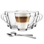 Glasmark KROSNO 1992 Verres À Café En Verre Transparent Lot De 6 360 ml Thé Latte Cappuccino Thermiques Avec Cuillères